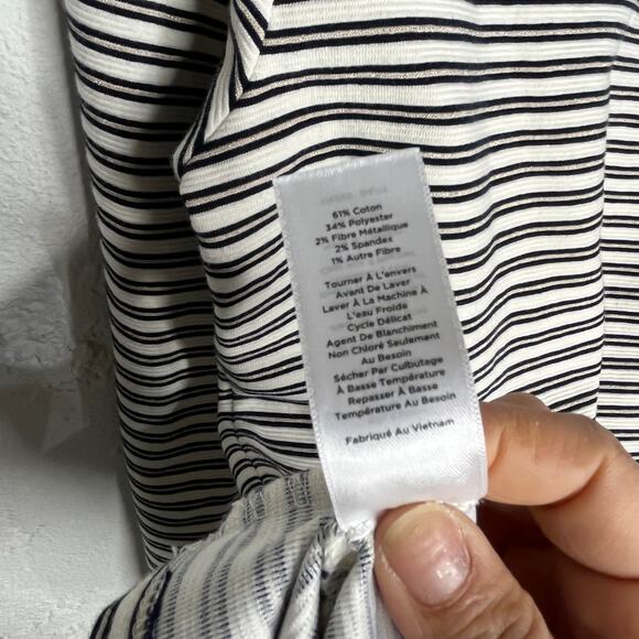 Talbots Women’s Striped Raglan Ruffle Cuff Pullover Top Size Medium - Picture 5 of 8